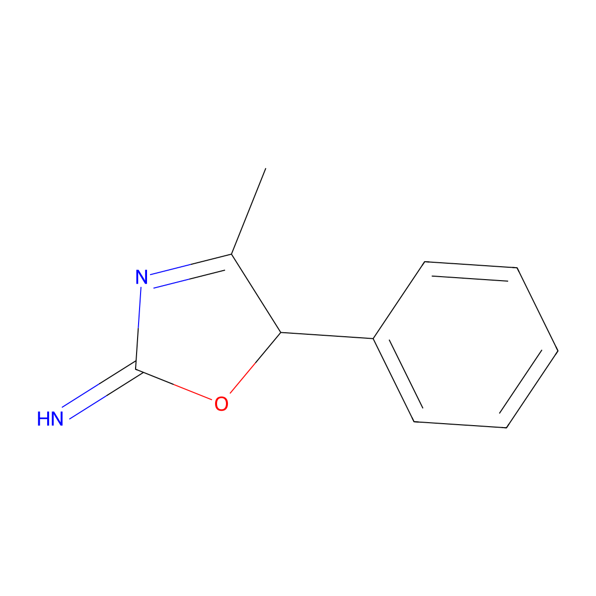 2-Oxazolamine, 4-methyl-5-phenyl- molecular structure, CAS 33124-11-7