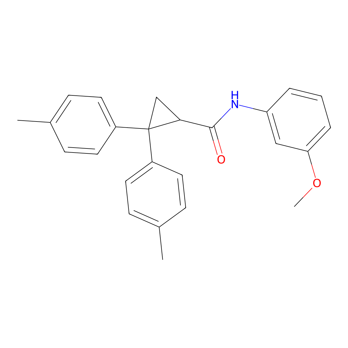 N-(3-methoxyphenyl)-2,2-bis(4-methylphenyl)cyclopropane-1-carboxamide molecular structure, CAS 331241-17-9