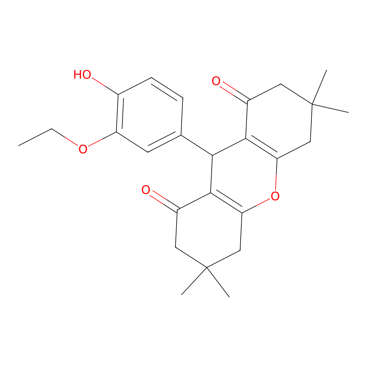 9-(3-ethoxy-4-hydroxyphenyl)-3,3,6,6-tetramethyl-3,4,5,6,7,9-hexahydro-1H-xanthene-1,8(2H)-dione molecular structure, CAS 331243-54-0