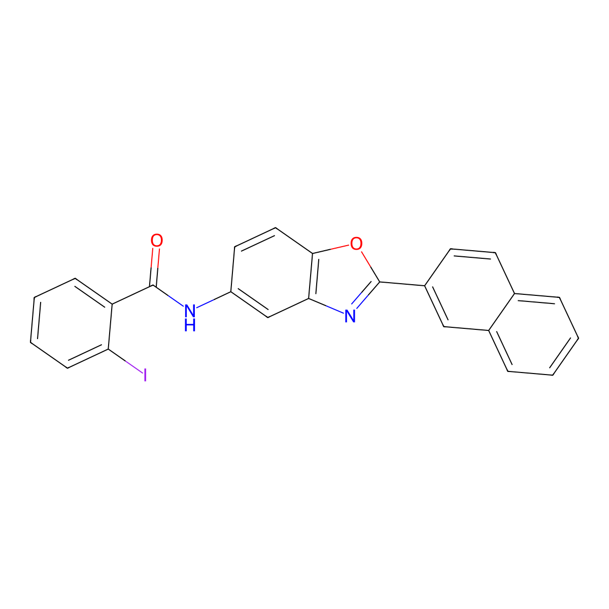 2-iodo-N-(2-naphthalen-2-yl-1,3-benzoxazol-5-yl)benzamide molecular structure, CAS 331243-76-6