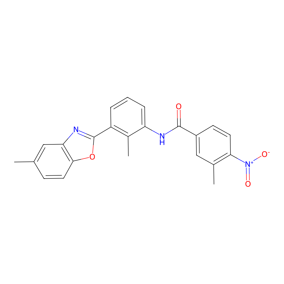 3-methyl-N-[2-methyl-3-(5-methyl-1,3-benzoxazol-2-yl)phenyl]-4-nitrobenzamide molecular structure, CAS 331243-84-6