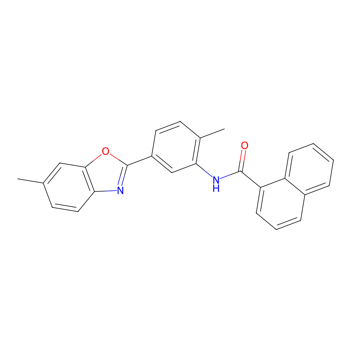 N-[2-methyl-5-(6-methyl-1,3-benzoxazol-2-yl)phenyl]naphthalene-1-carboxamide molecular structure, CAS 331243-93-7