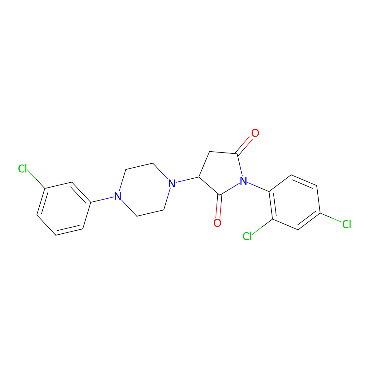 3-[4-(3-Chlorophenyl)piperazin-1-yl]-1-(2,4-dichlorophenyl)pyrrolidine-2,5-dione molecular structure, CAS 331245-19-3