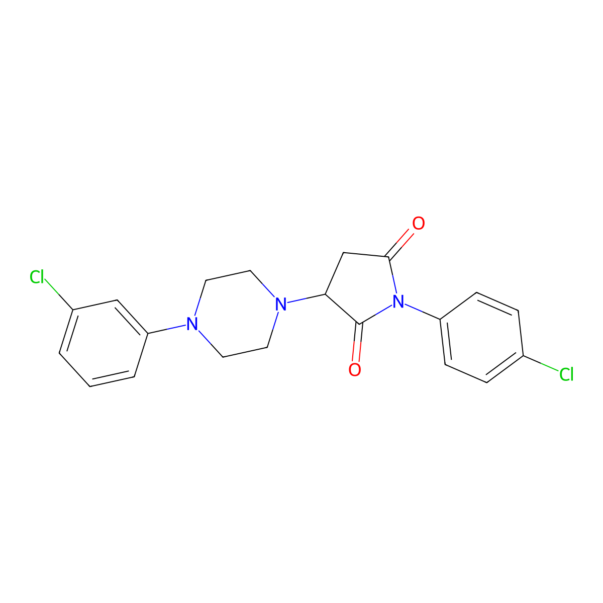 1-(4-Chlorophenyl)-3-[4-(3-chlorophenyl)piperazin-1-yl]pyrrolidine-2,5-dione molecular structure, CAS 331245-20-6