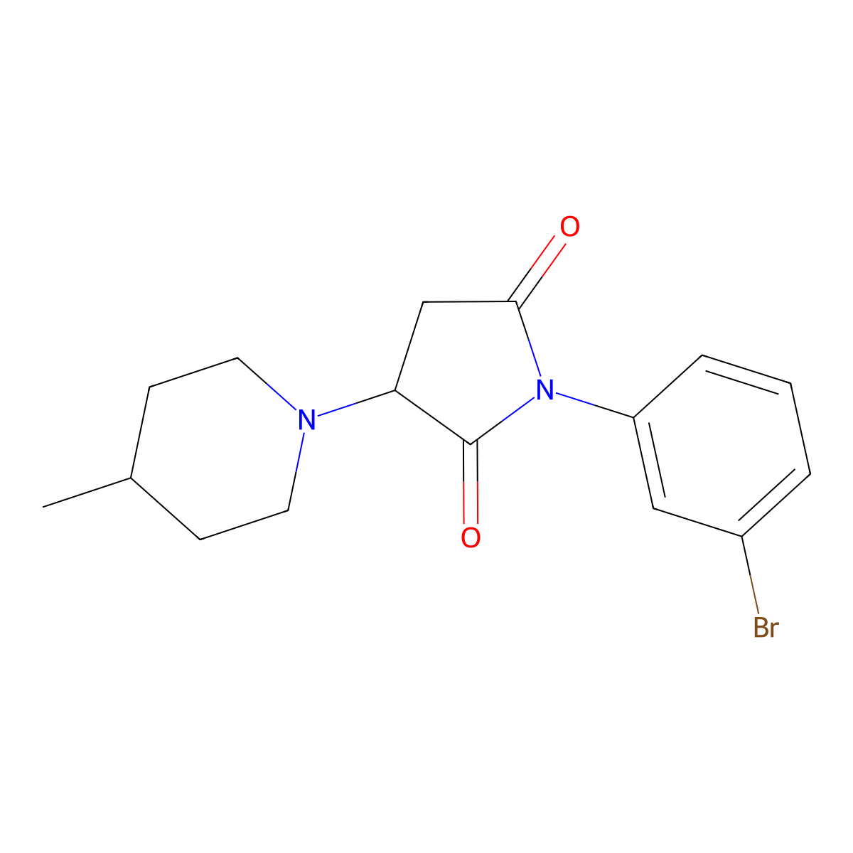 1-(3-Bromophenyl)-3-(4-methylpiperidin-1-yl)pyrrolidine-2,5-dione molecular structure, CAS 331245-21-7