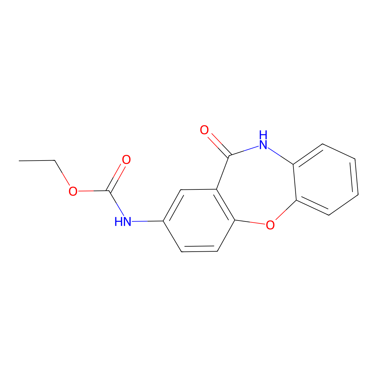 Ethyl (11-oxo-10,11-dihydrodibenzo[b,f][1,4]oxazepin-2-yl)carbamate molecular structure, CAS 331246-30-1