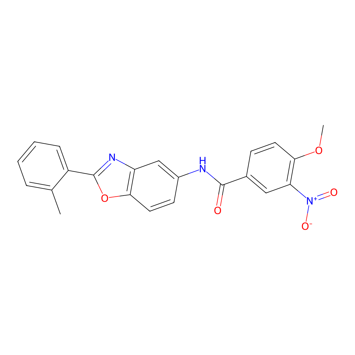 4-methoxy-N-[2-(2-methylphenyl)-1,3-benzoxazol-5-yl]-3-nitrobenzamide molecular structure, CAS 331246-55-0