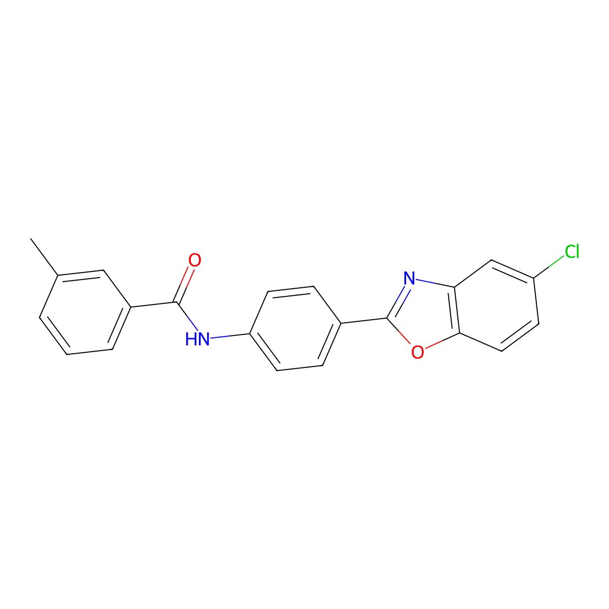 N-[4-(5-chloro-1,3-benzoxazol-2-yl)phenyl]-3-methylbenzamide molecular structure, CAS 331246-65-2