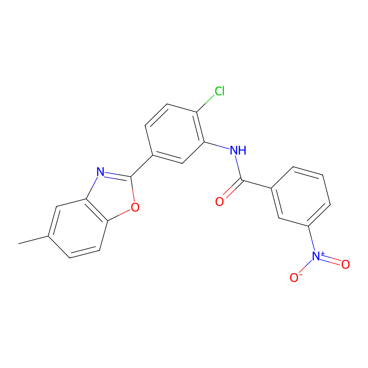 N-[2-chloro-5-(5-methyl-1,3-benzoxazol-2-yl)phenyl]-3-nitrobenzamide molecular structure, CAS 331247-13-3