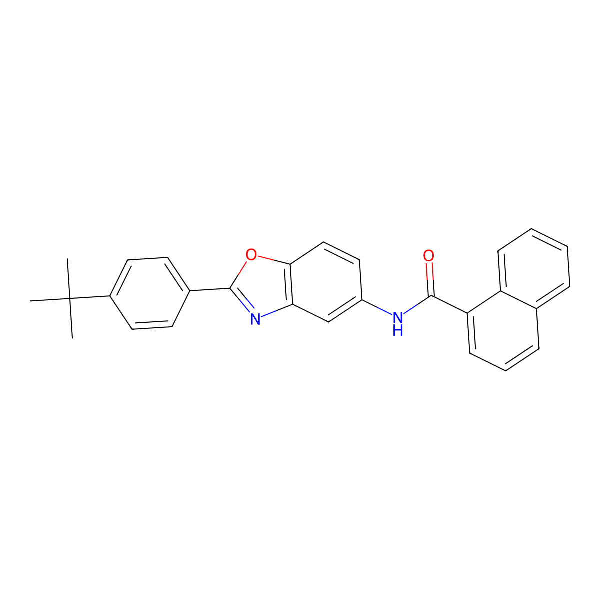 N-[2-(4-tert-butylphenyl)-1,3-benzoxazol-5-yl]naphthalene-1-carboxamide molecular structure, CAS 331249-58-2
