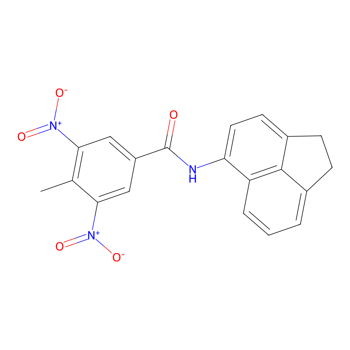 N-(1,2-dihydroacenaphthylen-5-yl)-4-methyl-3,5-dinitrobenzamide molecular structure, CAS 331249-68-4