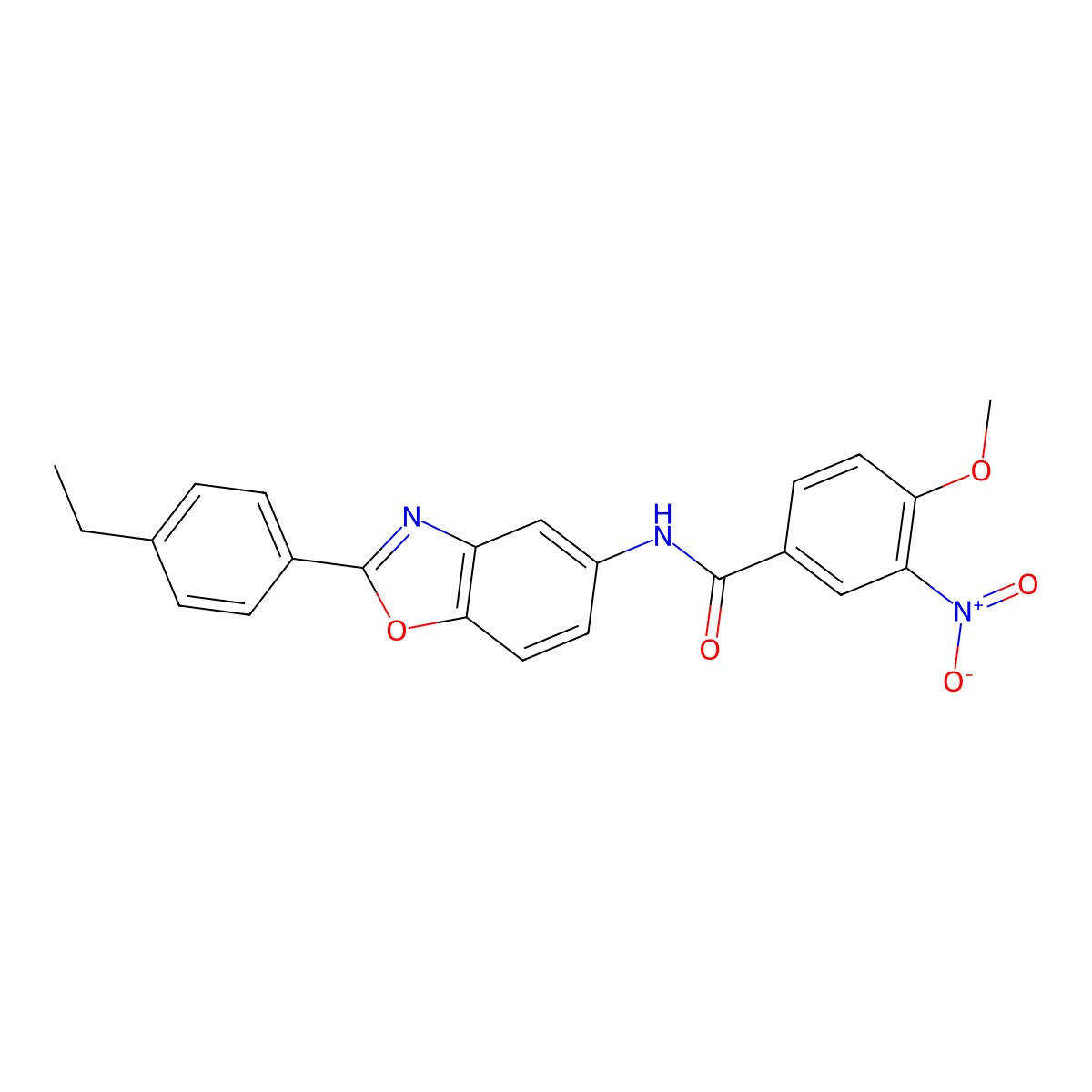 N-[2-(4-ethylphenyl)-1,3-benzoxazol-5-yl]-4-methoxy-3-nitrobenzamide molecular structure, CAS 331249-74-2