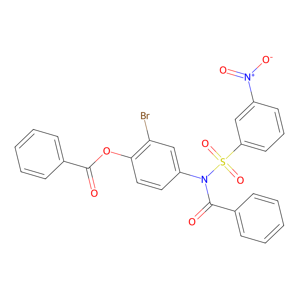 2-bromo-4-(N-((3-nitrophenyl)sulfonyl)benzamido)phenyl benzoate molecular structure, CAS 331254-36-5