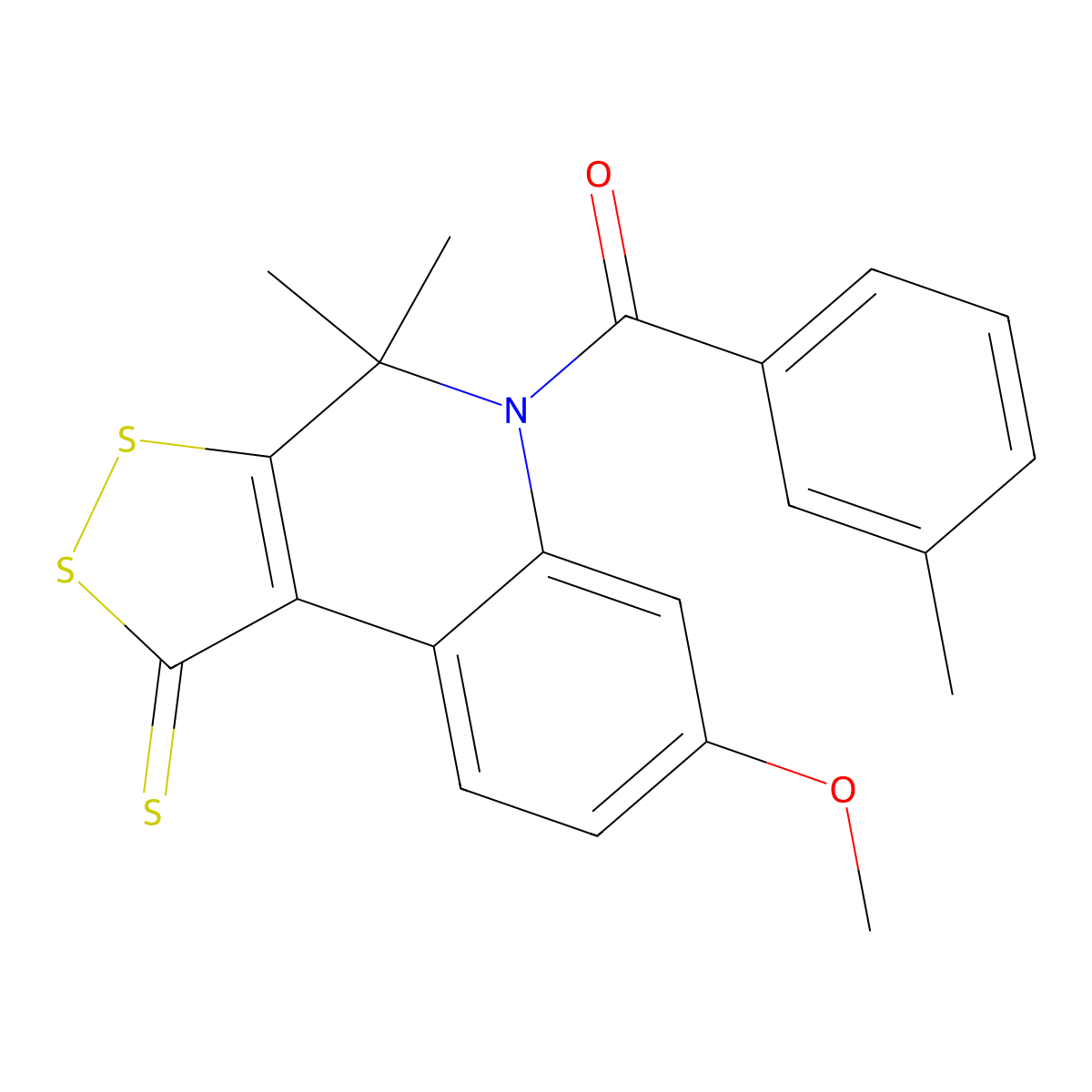 7-methoxy-4,4-dimethyl-5-(3-methylbenzoyl)-4,5-dihydro-1H-[1,2]dithiolo[3,4-c]quinoline-1-thione molecular structure, CAS 331254-56-9