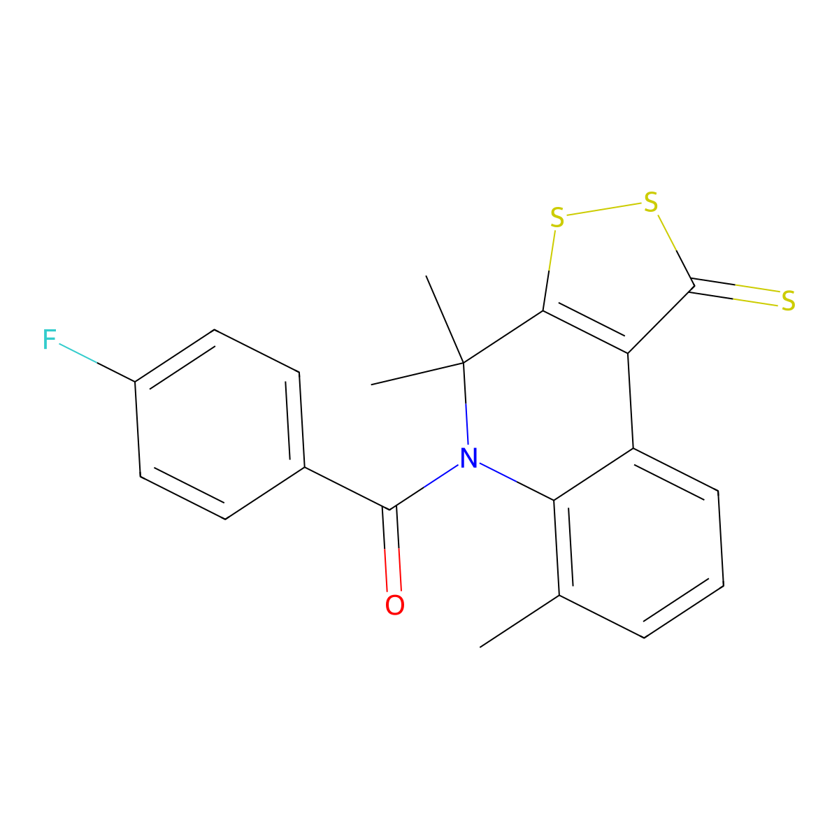 (4-fluorophenyl)(4,4,6-trimethyl-1-thioxo-1,4-dihydro-5H-[1,2]dithiolo[3,4-c]quinolin-5-yl)methanone molecular structure, CAS 331254-74-1