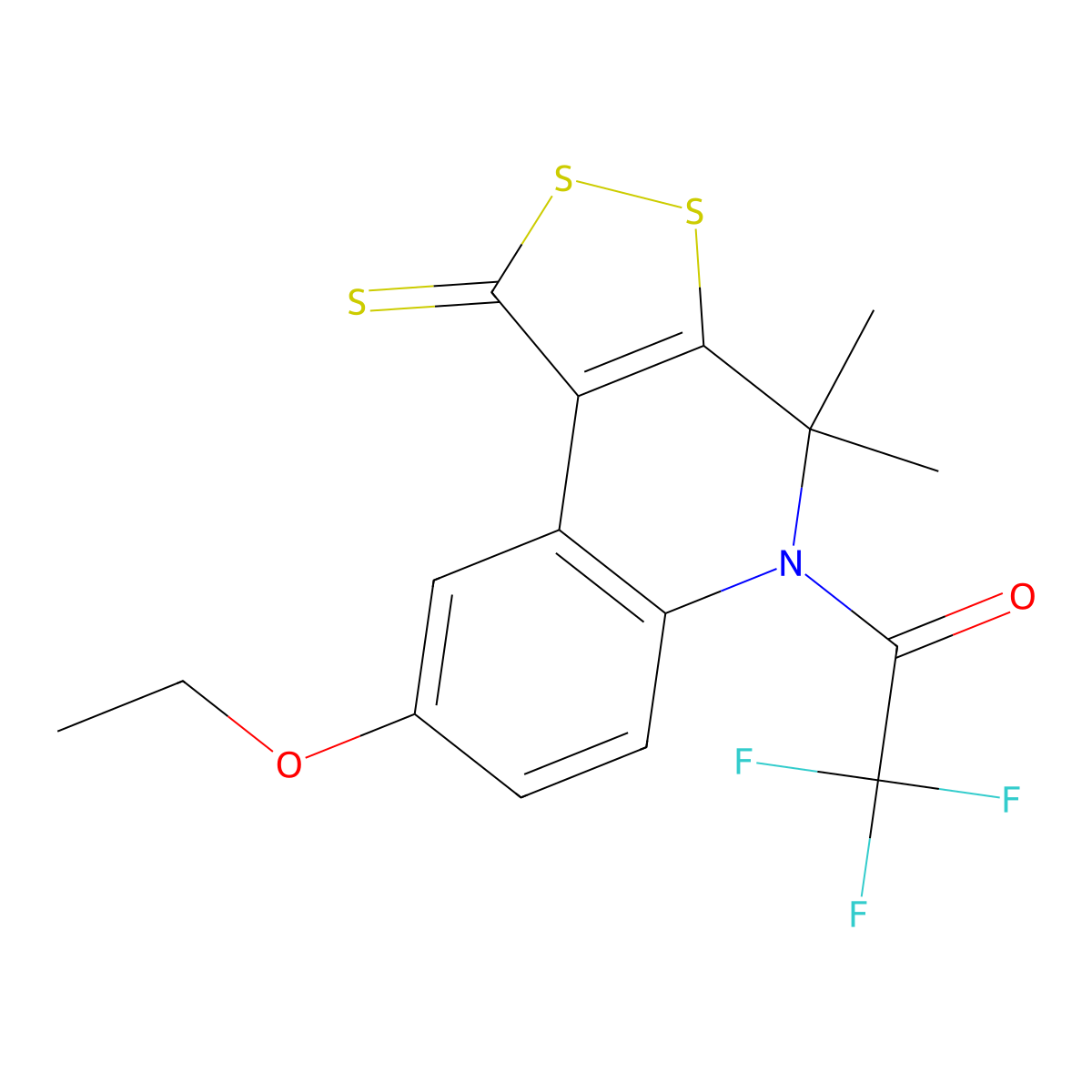1-(8-ethoxy-4,4-dimethyl-1-thioxo-1,4-dihydro-5H-[1,2]dithiolo[3,4-c]quinolin-5-yl)-2,2,2-trifluoroethanone molecular structure, CAS 331254-76-3