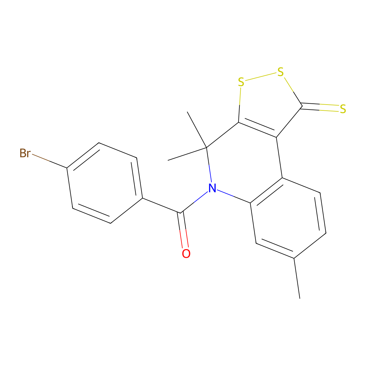 (4-bromophenyl)(4,4,7-trimethyl-1-thioxo-1,4-dihydro-5H-[1,2]dithiolo[3,4-c]quinolin-5-yl)methanone molecular structure, CAS 331254-77-4
