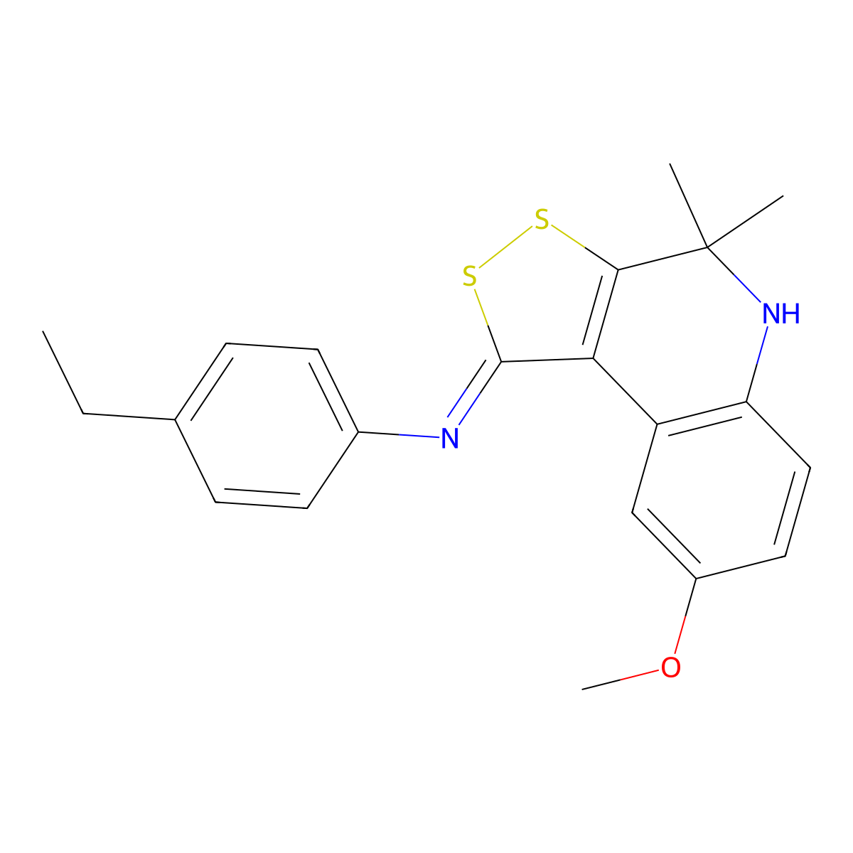 N-(4-ethylphenyl)-8-methoxy-4,4-dimethyl-5H-dithiolo[3,4-c]quinolin-1-imine molecular structure, CAS 331254-80-9