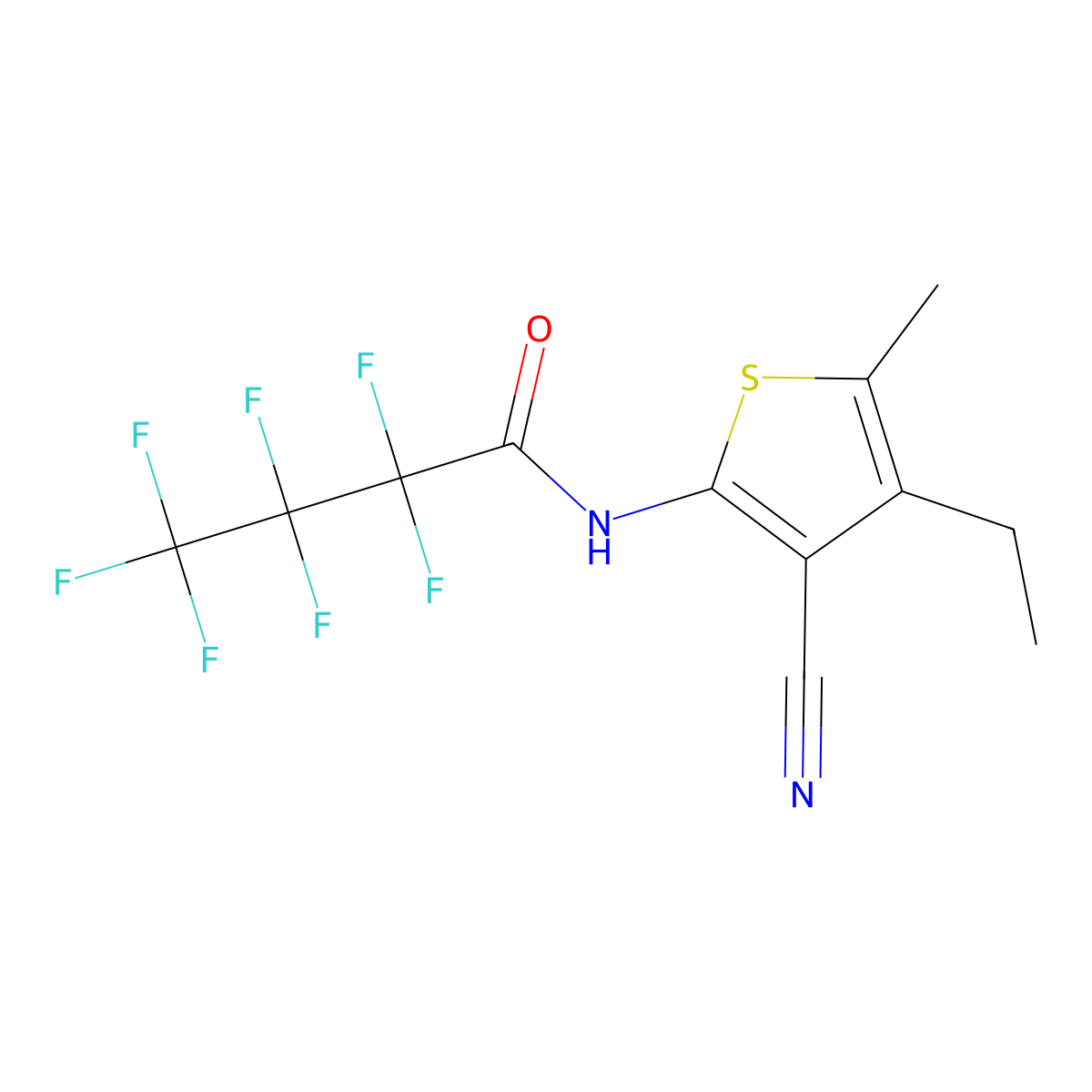 N-(3-cyano-4-ethyl-5-methylthiophen-2-yl)-2,2,3,3,4,4,4-heptafluorobutanamide molecular structure, CAS 331255-37-9