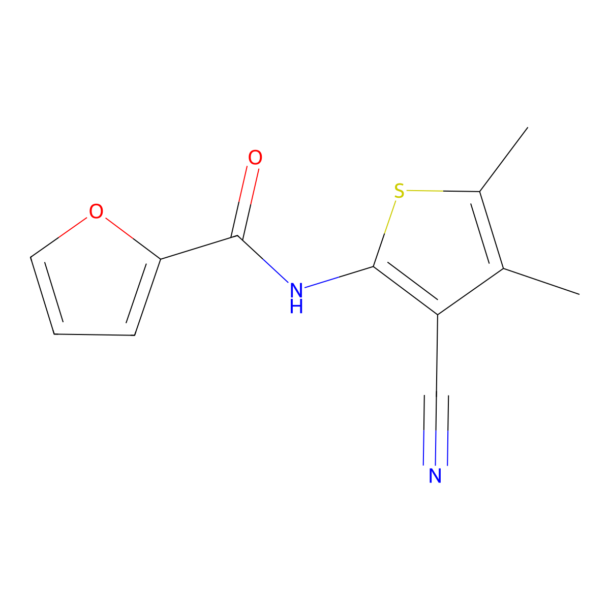 N-(3-cyano-4,5-dimethylthiophen-2-yl)furan-2-carboxamide molecular structure, CAS 331255-43-7