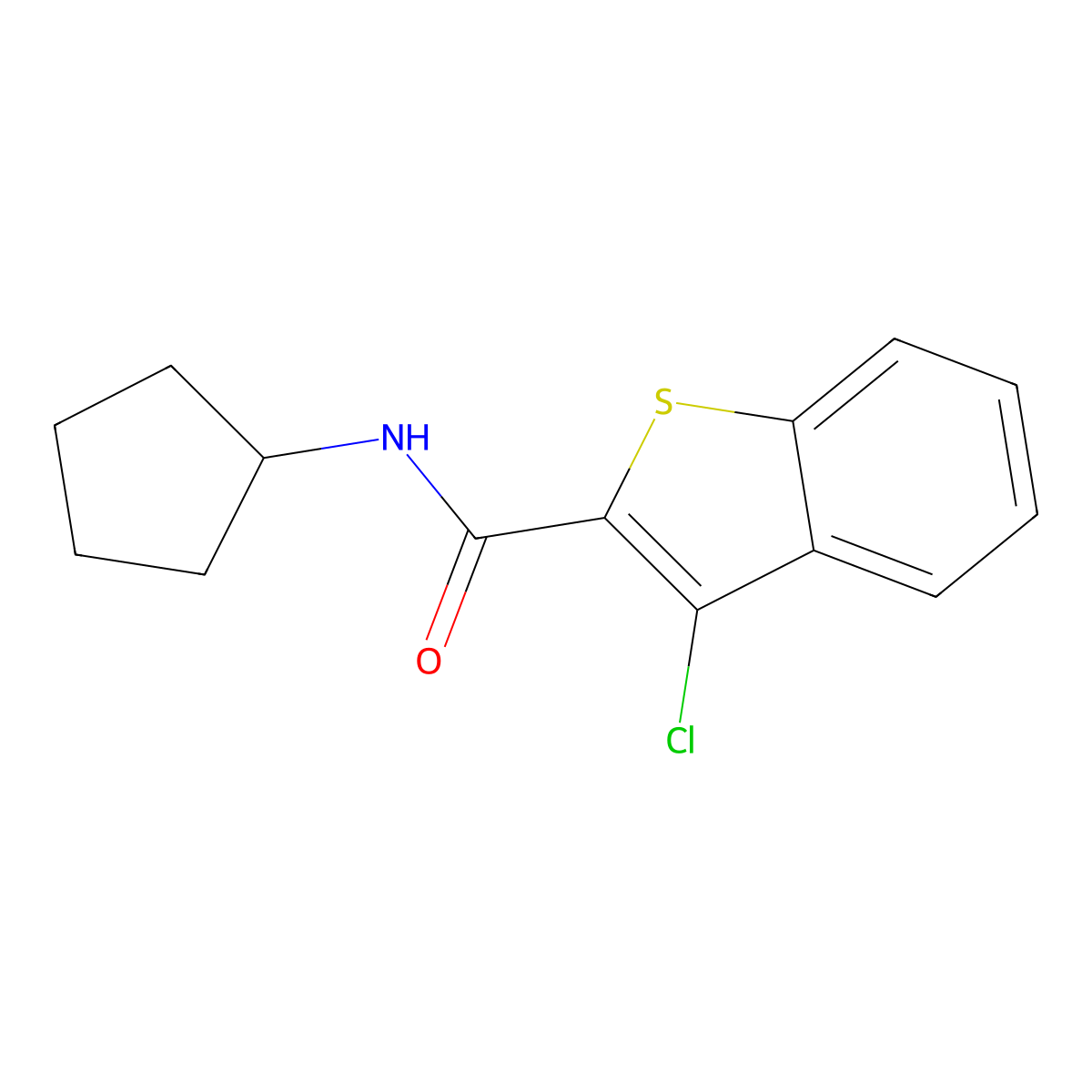 3-chloro-N-cyclopentyl-1-benzothiophene-2-carboxamide molecular structure, CAS 331255-47-1