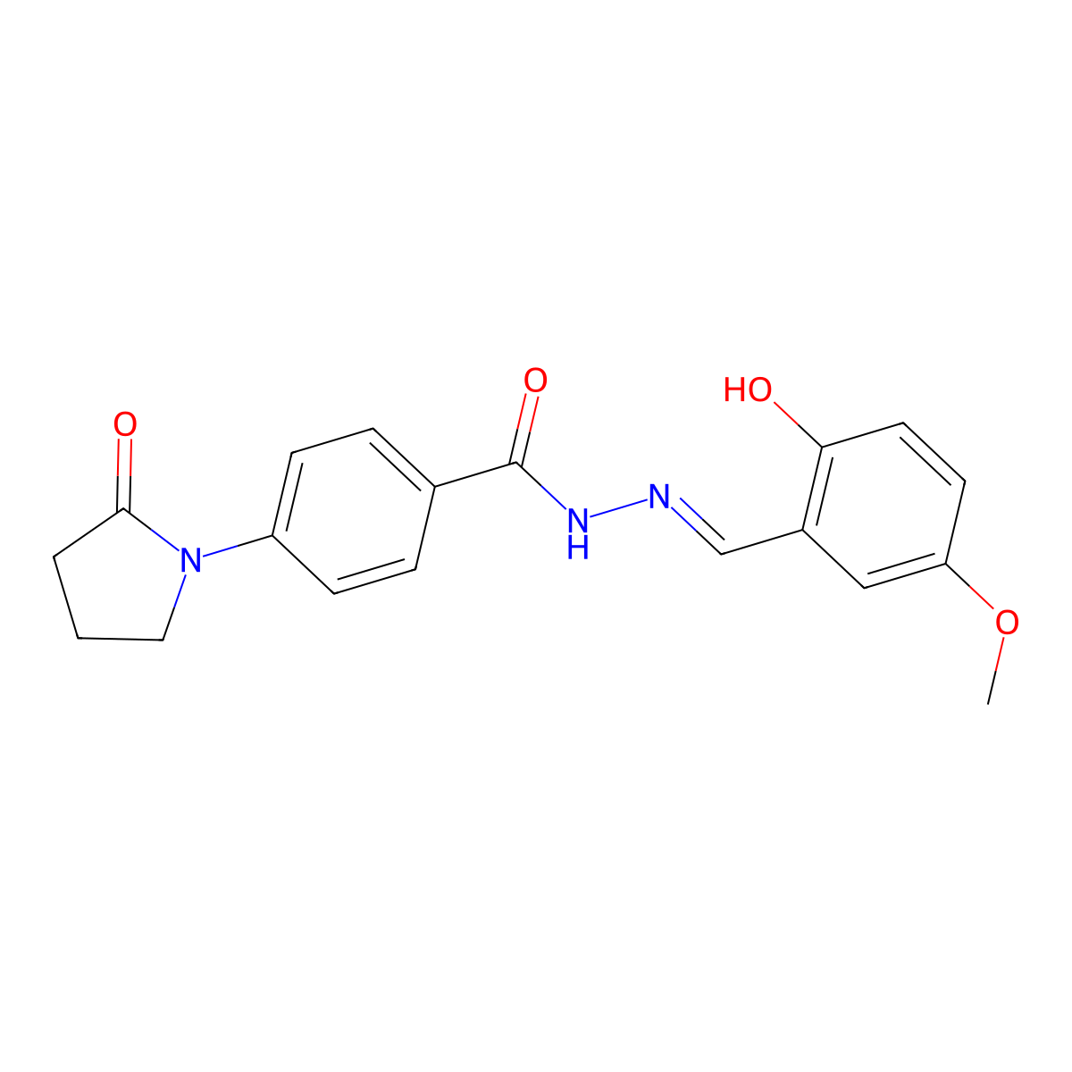 N'-(2-Hydroxy-5-methoxybenzylidene)-4-(2-oxopyrrolidin-1-yl)benzohydrazide molecular structure, CAS 331255-78-8