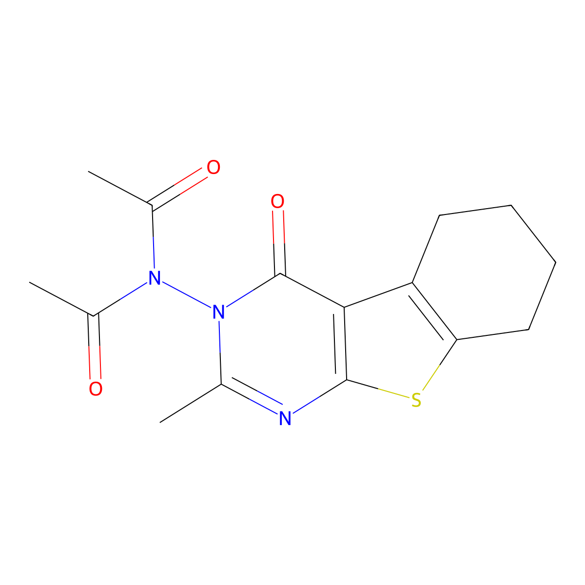 N-Acetyl-N-(2-methyl-4-oxo-5,6,7,8-tetrahydro[1]benzothieno[2,3-d]pyrimidin-3(4H)-yl)acetamide molecular structure, CAS 331255-79-9