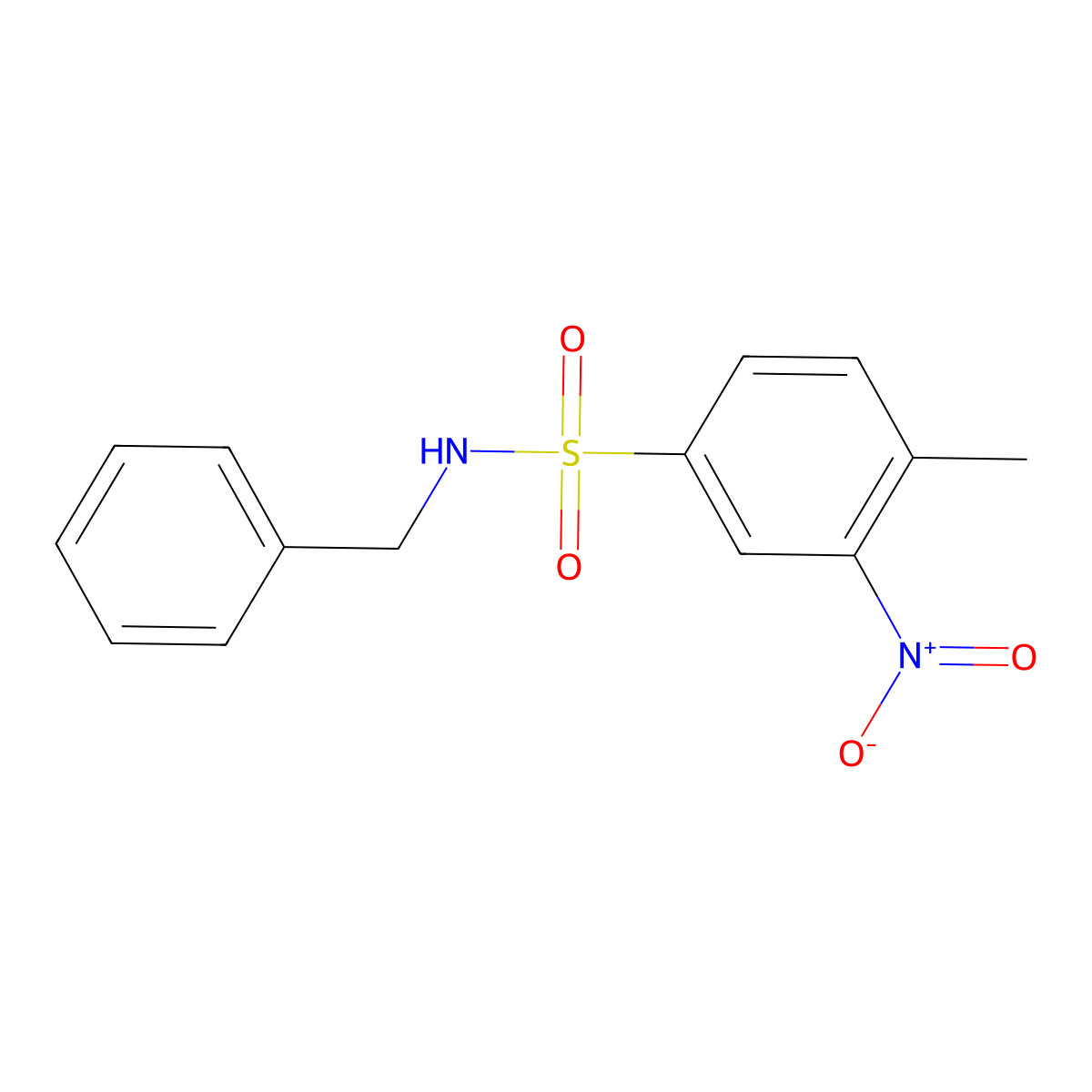 N-benzyl-4-methyl-3-nitrobenzenesulfonamide molecular structure, CAS 331255-99-3