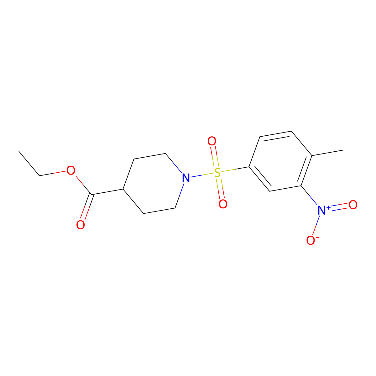 Ethyl 1-(4-methyl-3-nitrophenyl)sulfonylpiperidine-4-carboxylate molecular structure, CAS 331256-03-2