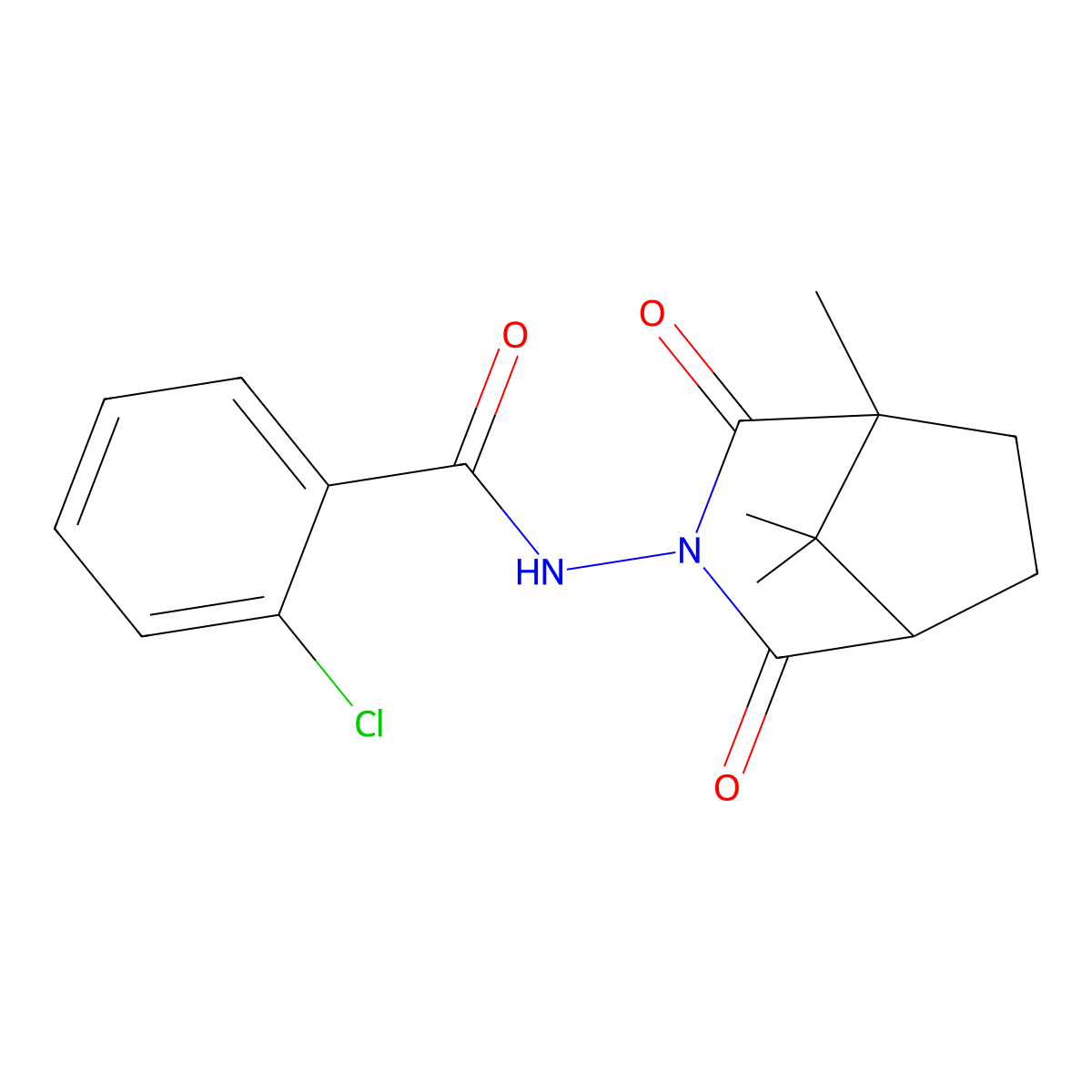 2-chloro-N-(1,8,8-trimethyl-2,4-dioxo-3-azabicyclo[3.2.1]oct-3-yl)benzamide molecular structure, CAS 331256-34-9