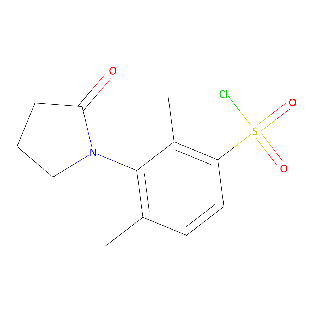 2,4-Dimethyl-3-(2-oxopyrrolidin-1-yl)benzenesulfonyl chloride molecular structure, CAS 331256-61-2