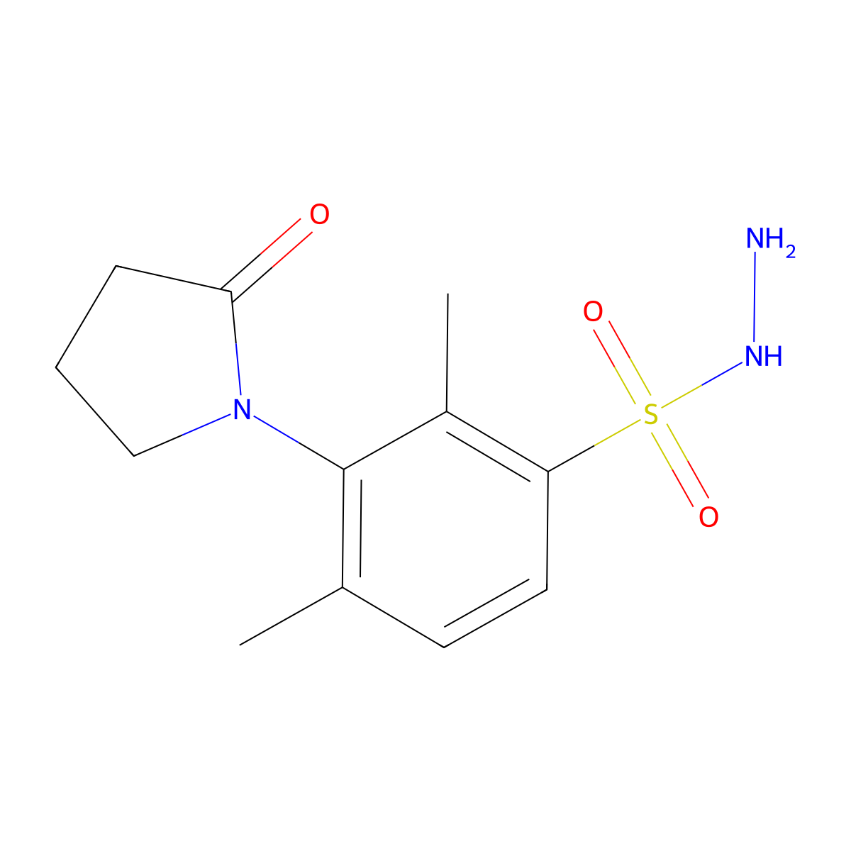 2,4-Dimethyl-3-(2-oxopyrrolidin-1-yl)benzenesulfonohydrazide molecular structure, CAS 331256-65-6