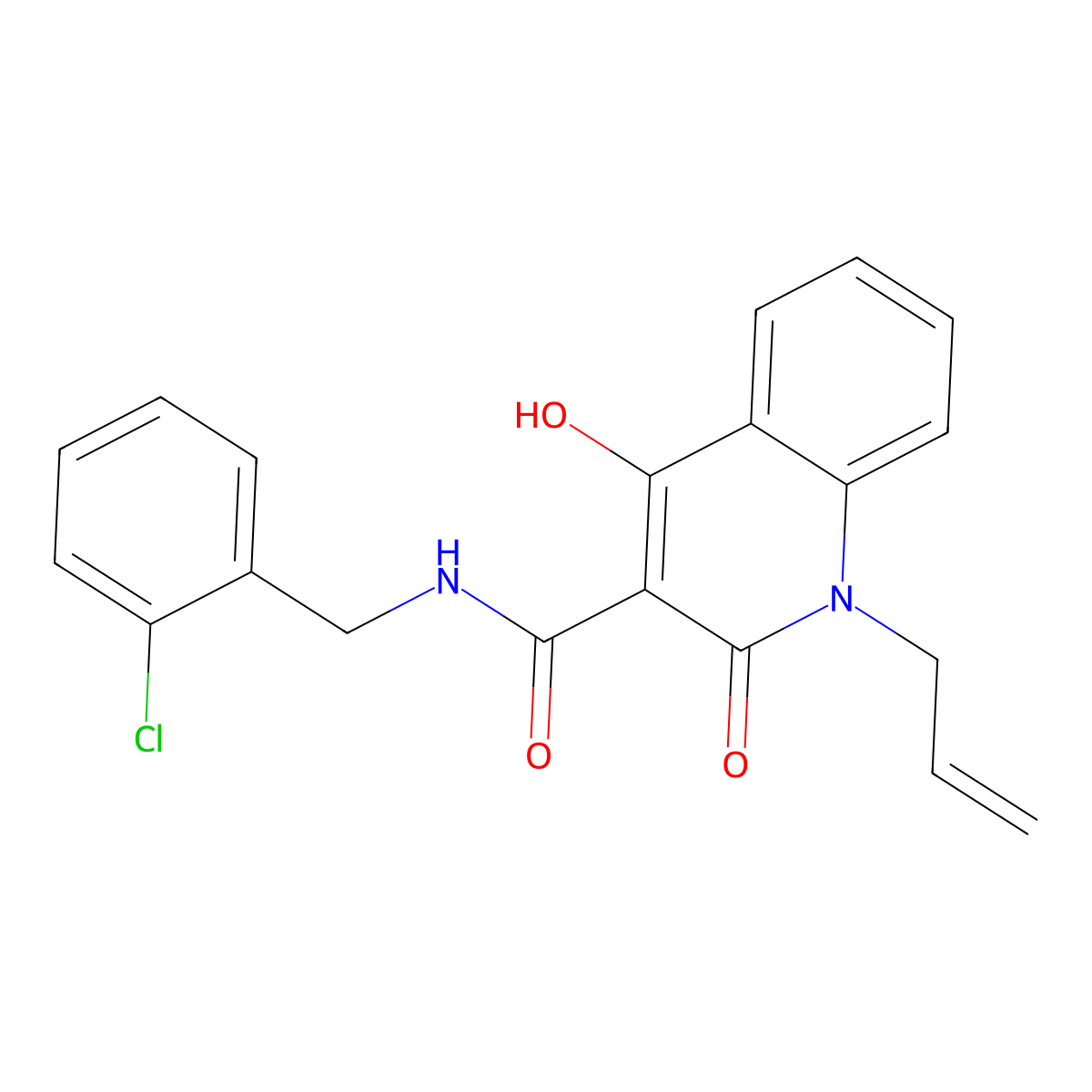 1-allyl-N-(2-chlorobenzyl)-4-hydroxy-2-oxo-1,2-dihydroquinoline-3-carboxamide molecular structure, CAS 331259-95-1