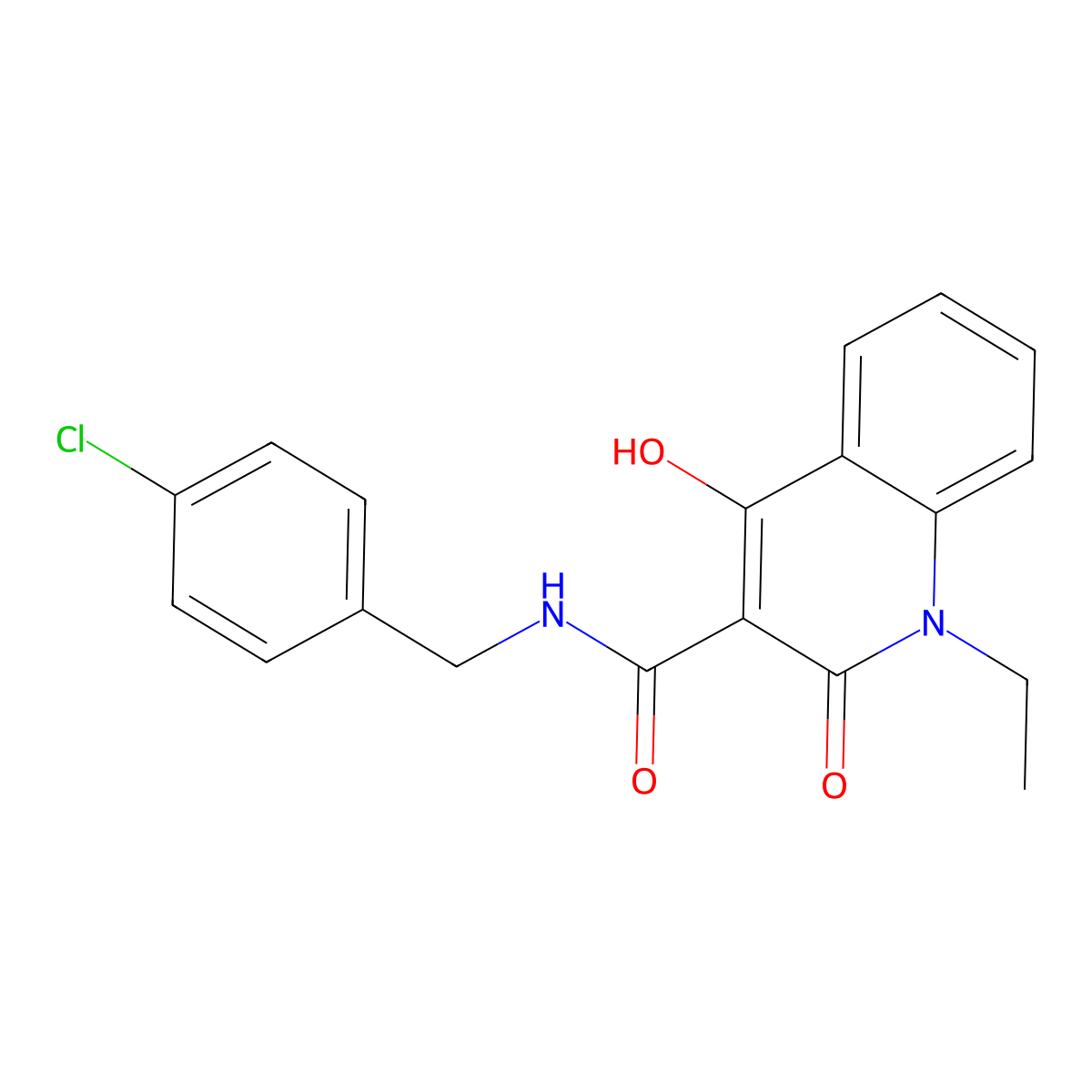 N-(4-chlorobenzyl)-1-ethyl-2-hydroxy-4-oxo-1,4-dihydroquinoline-3-carboxamide molecular structure, CAS 331259-97-3