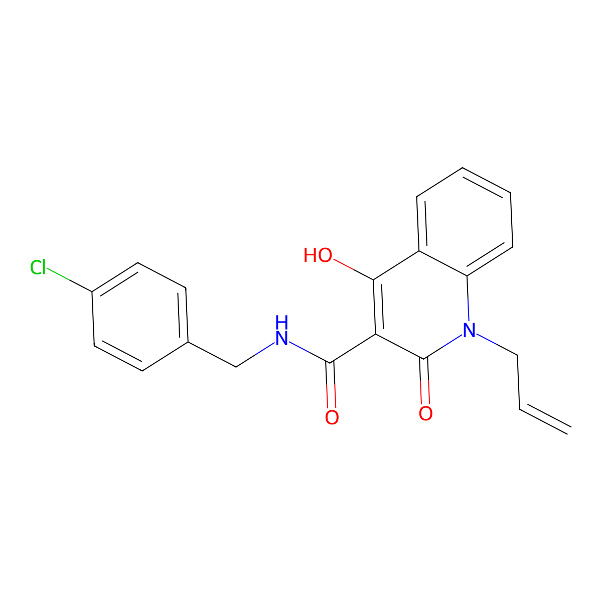 1-allyl-N-(4-chlorobenzyl)-4-hydroxy-2-oxo-1,2-dihydroquinoline-3-carboxamide molecular structure, CAS 331259-98-4