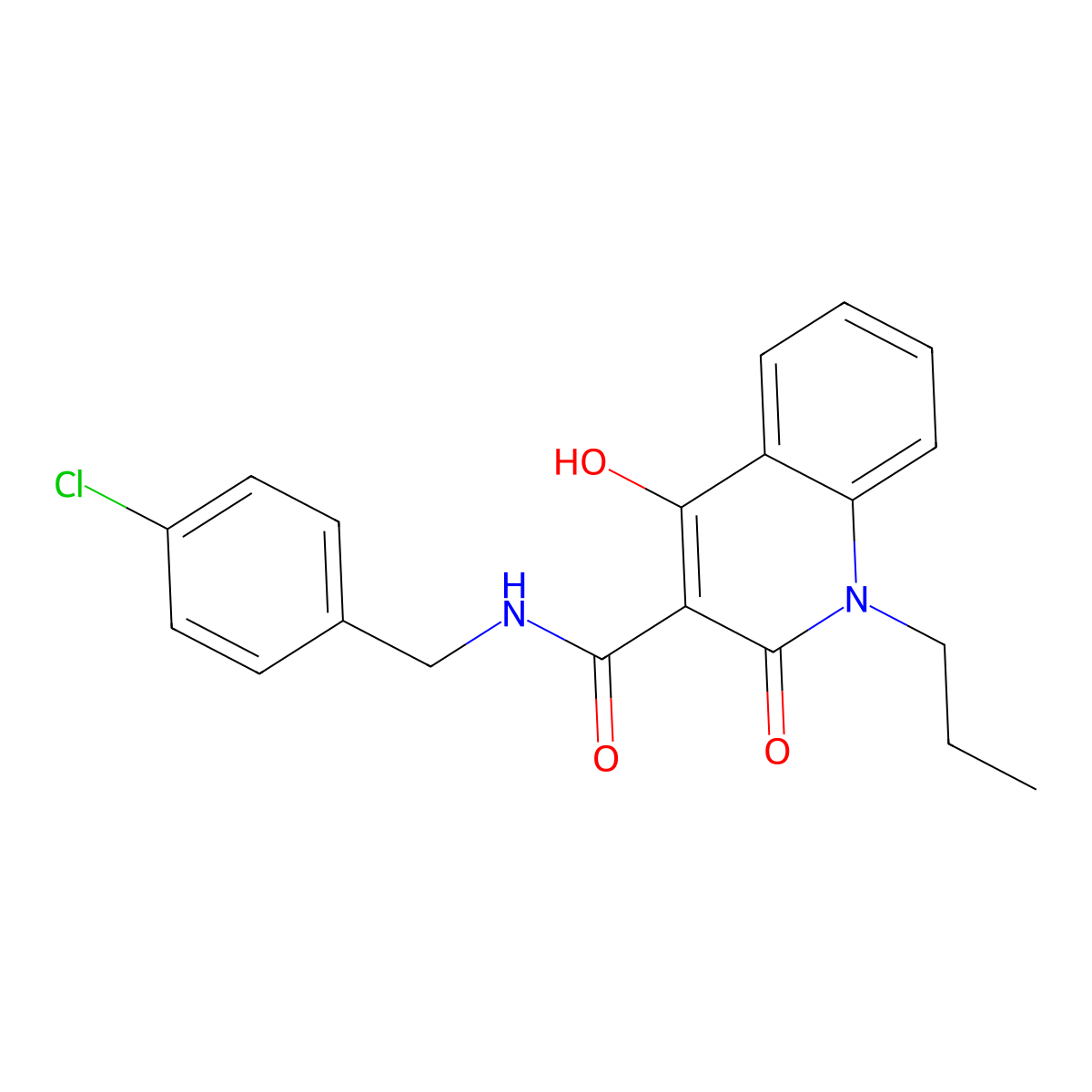 N-(4-chlorobenzyl)-4-hydroxy-2-oxo-1-propyl-1,2-dihydroquinoline-3-carboxamide molecular structure, CAS 331259-99-5