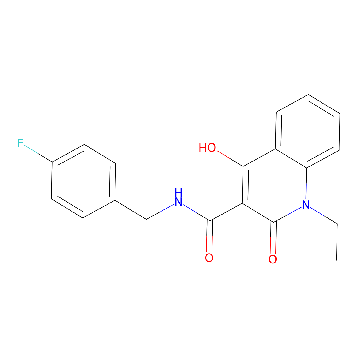 1-ethyl-N-(4-fluorobenzyl)-4-hydroxy-2-oxo-1,2-dihydroquinoline-3-carboxamide molecular structure, CAS 331260-07-2