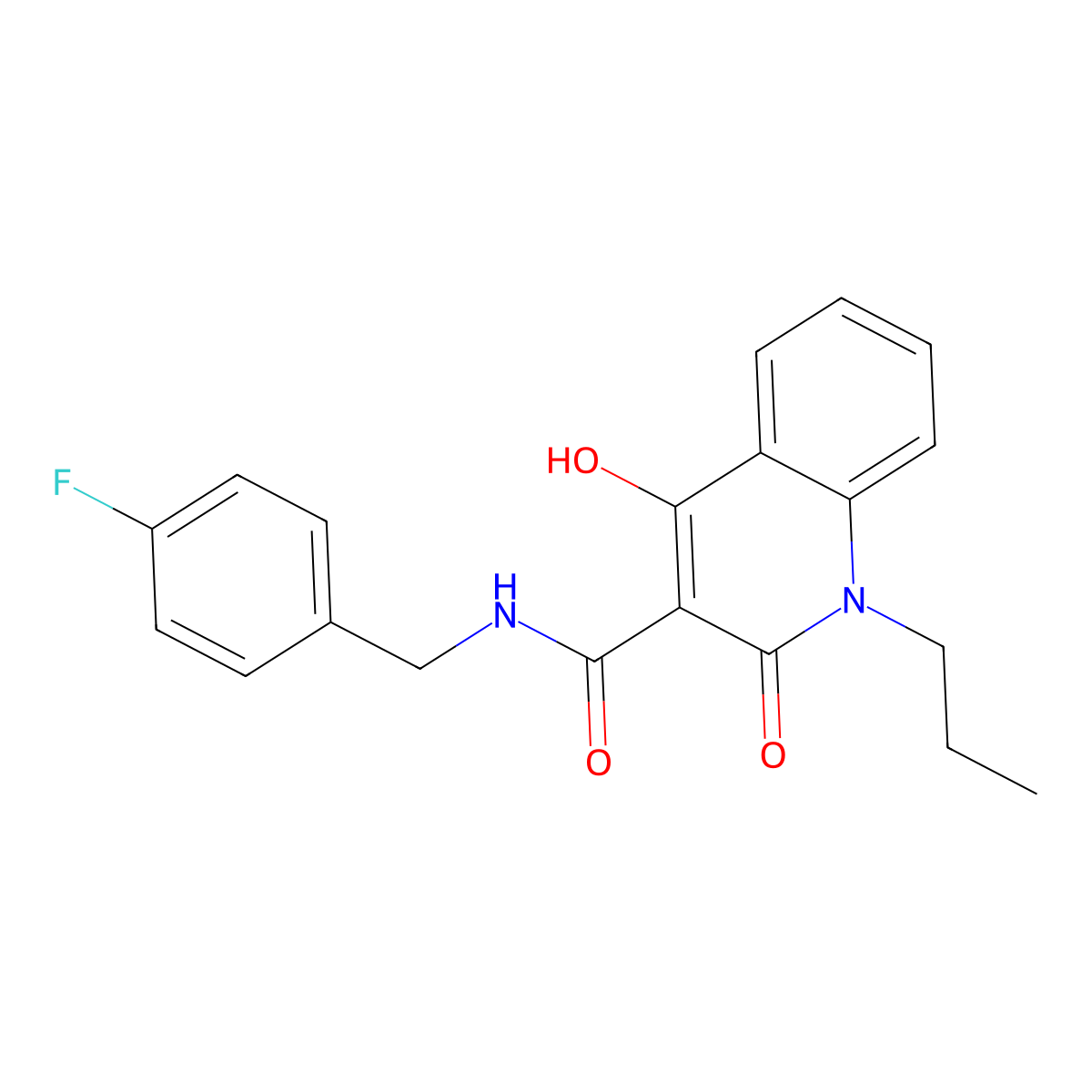 N-(4-fluorobenzyl)-4-hydroxy-2-oxo-1-propyl-1,2-dihydroquinoline-3-carboxamide molecular structure, CAS 331260-10-7