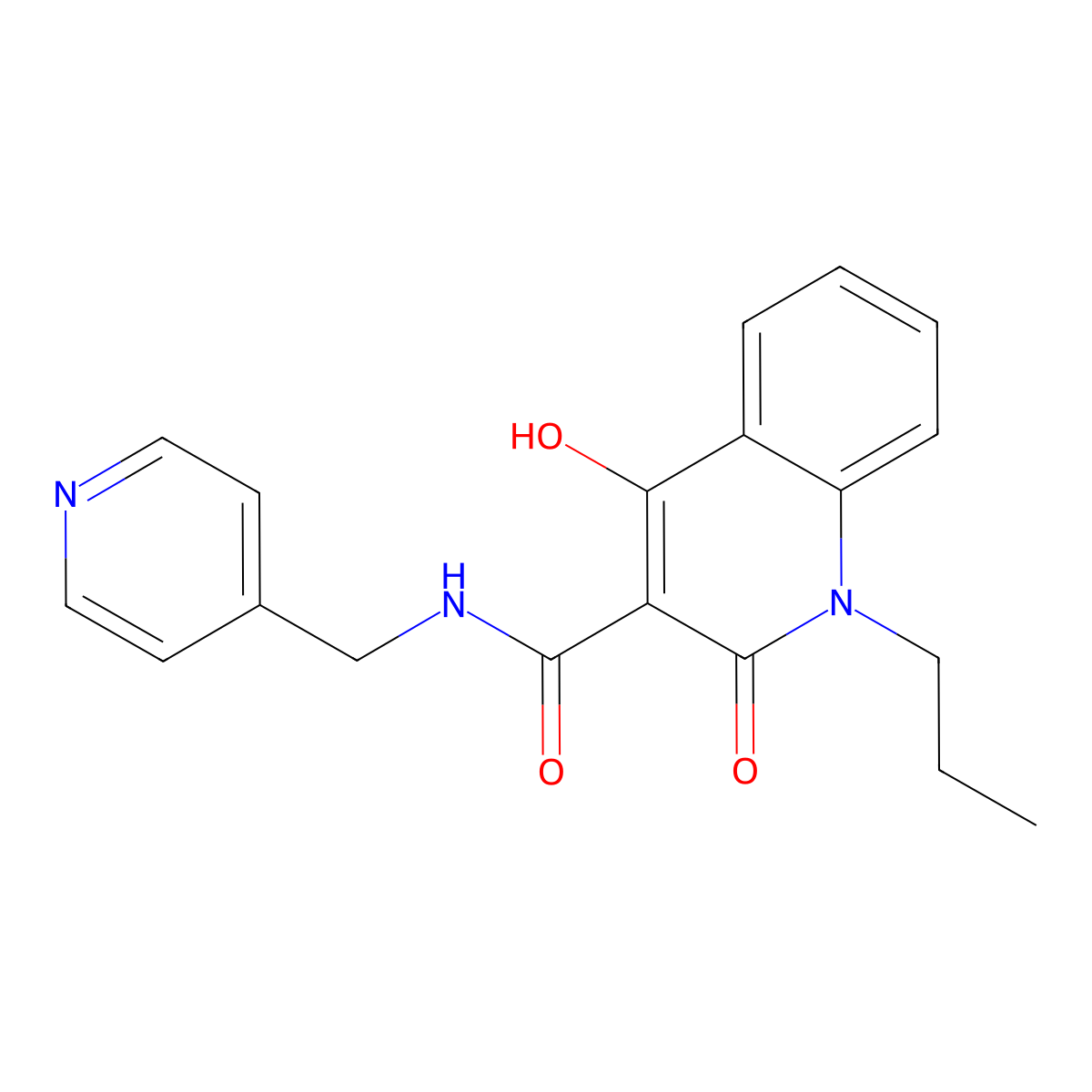 4-hydroxy-2-oxo-1-propyl-N-(pyridin-4-ylmethyl)-1,2-dihydroquinoline-3-carboxamide molecular structure, CAS 331260-13-0