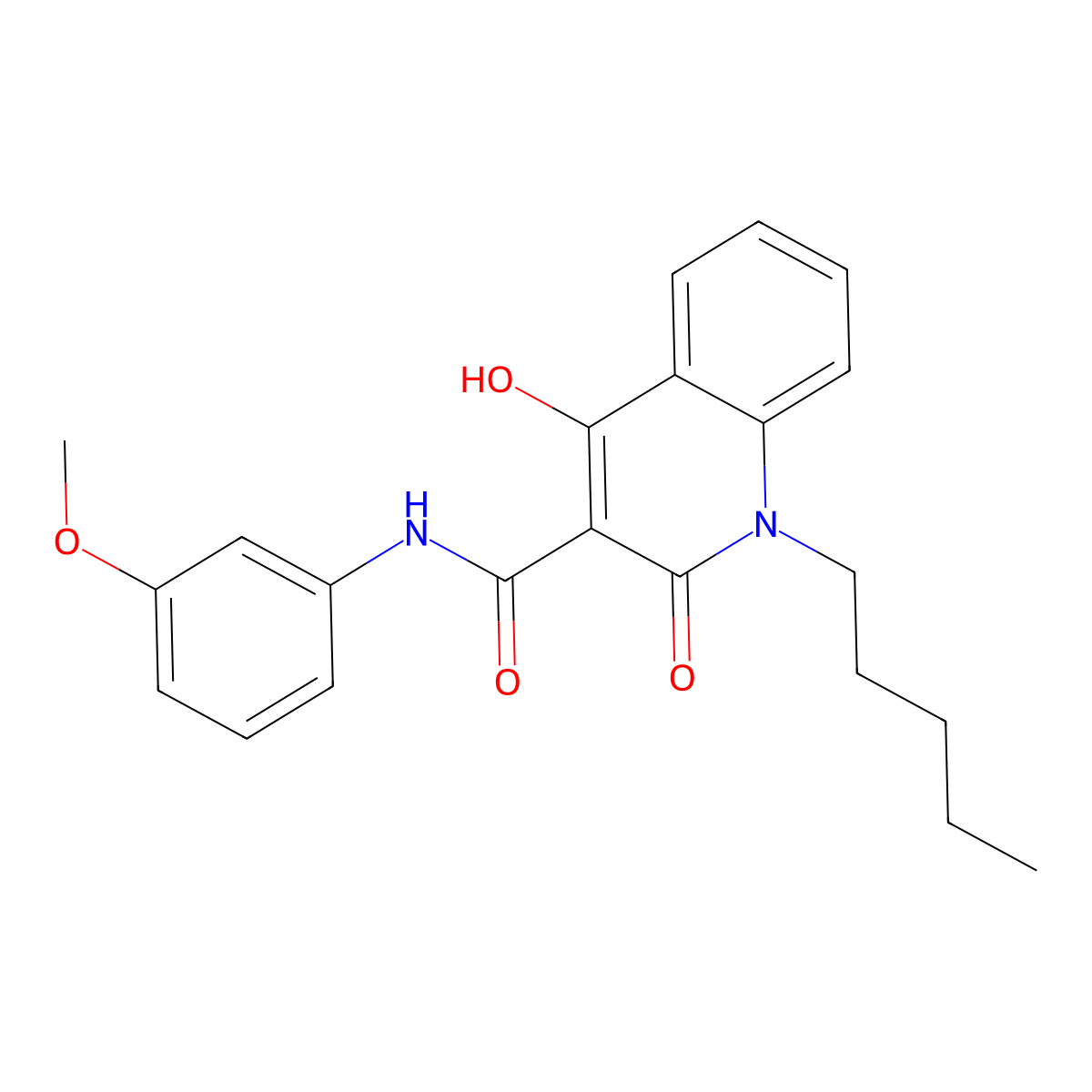 4-hydroxy-N-(3-methoxyphenyl)-2-oxo-1-pentyl-1,2-dihydroquinoline-3-carboxamide molecular structure, CAS 331260-23-2