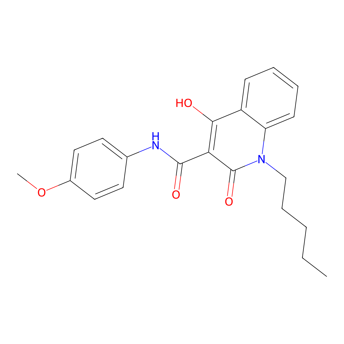 4-hydroxy-N-(4-methoxyphenyl)-2-oxo-1-pentyl-1,2-dihydroquinoline-3-carboxamide molecular structure, CAS 331260-24-3