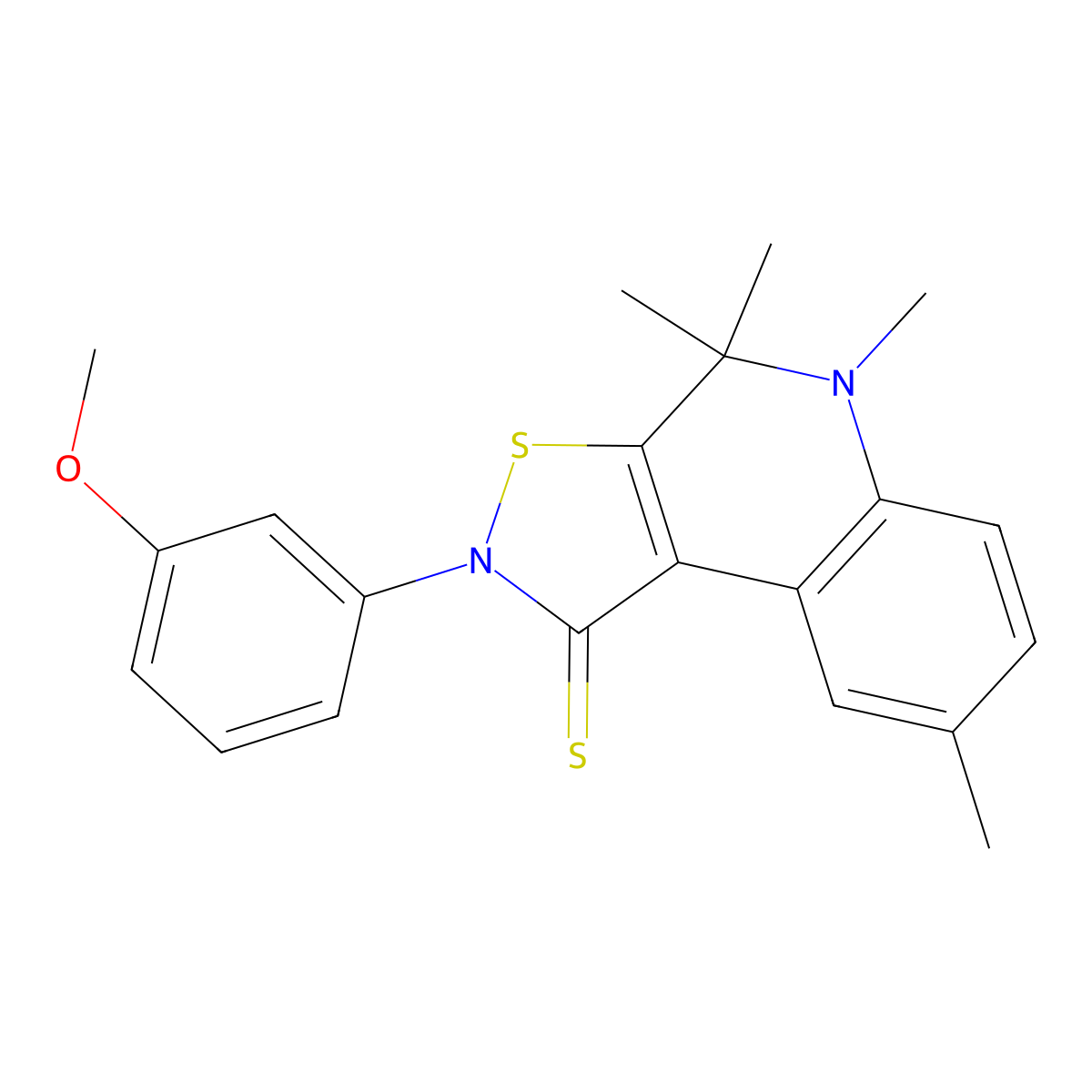 2-(3-Methoxyphenyl)-4,4,5,8-tetramethyl-[1,2]thiazolo[5,4-c]quinoline-1-thione molecular structure, CAS 331260-70-9
