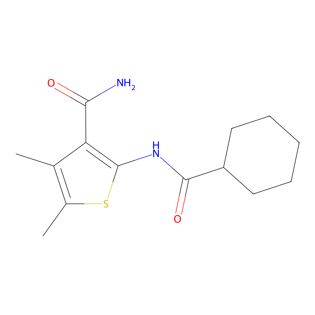 2-(Cyclohexanecarbonylamino)-4,5-dimethylthiophene-3-carboxamide molecular structure, CAS 331260-90-3