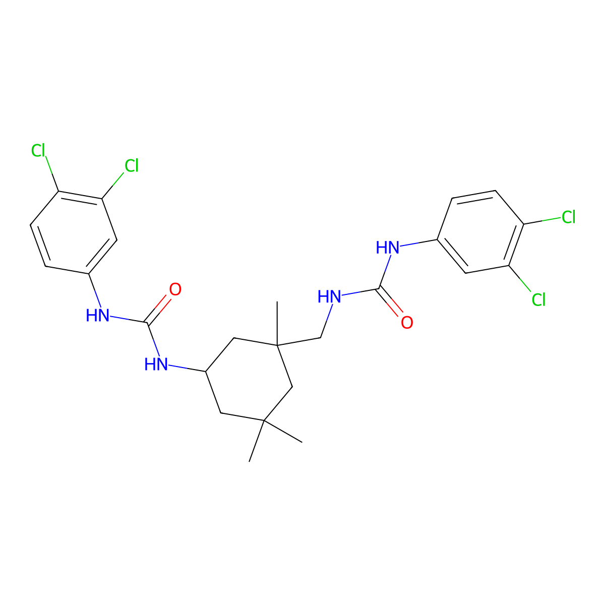 1-(3,4-Dichlorophenyl)-3-[3-[[(3,4-dichlorophenyl)carbamoylamino]methyl]-3,5,5-trimethylcyclohexyl]urea molecular structure, CAS 331260-94-7