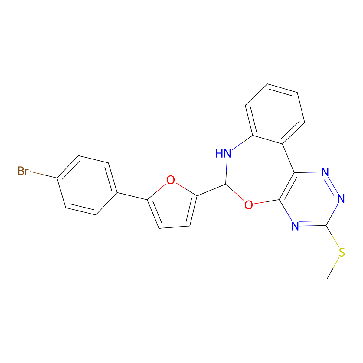 6-[5-(4-Bromophenyl)furan-2-yl]-3-methylsulfanyl-6,7-dihydro-[1,2,4]triazino[5,6-d][3,1]benzoxazepine molecular structure, CAS 331263-46-8