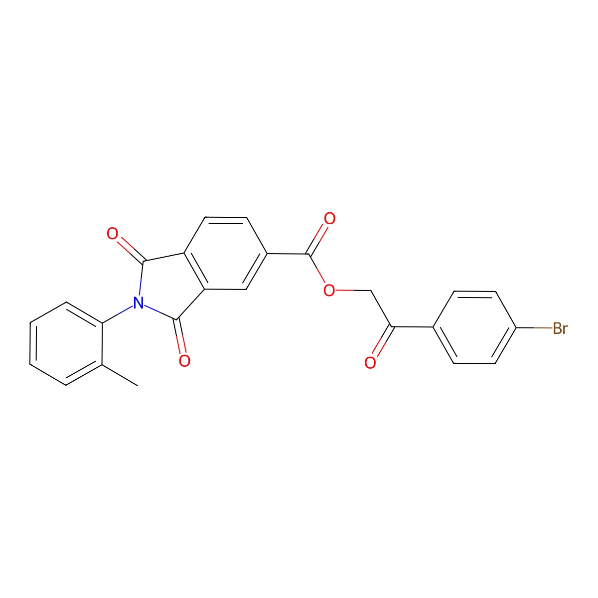 2-(4-bromophenyl)-2-oxoethyl 2-(2-methylphenyl)-1,3-dioxo-2,3-dihydro-1H-isoindole-5-carboxylate molecular structure, CAS 331269-39-7