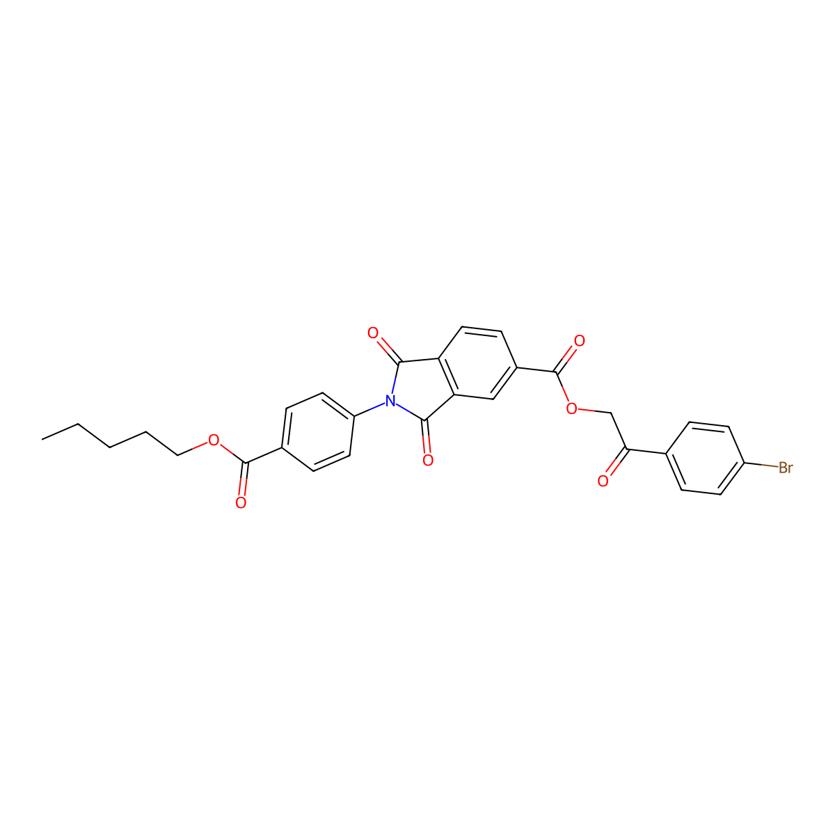 [2-(4-Bromophenyl)-2-oxoethyl] 1,3-dioxo-2-(4-pentoxycarbonylphenyl)isoindole-5-carboxylate molecular structure, CAS 331269-69-3