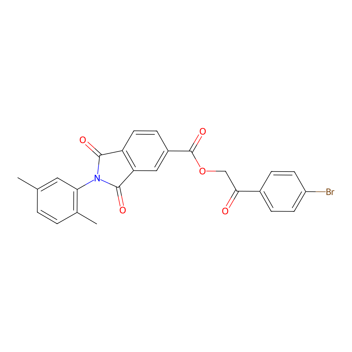 2-(4-Bromophenyl)-2-oxoethyl 2-(2,5-dimethylphenyl)-1,3-dioxo-5-isoindolinecarboxylate molecular structure, CAS 331269-80-8