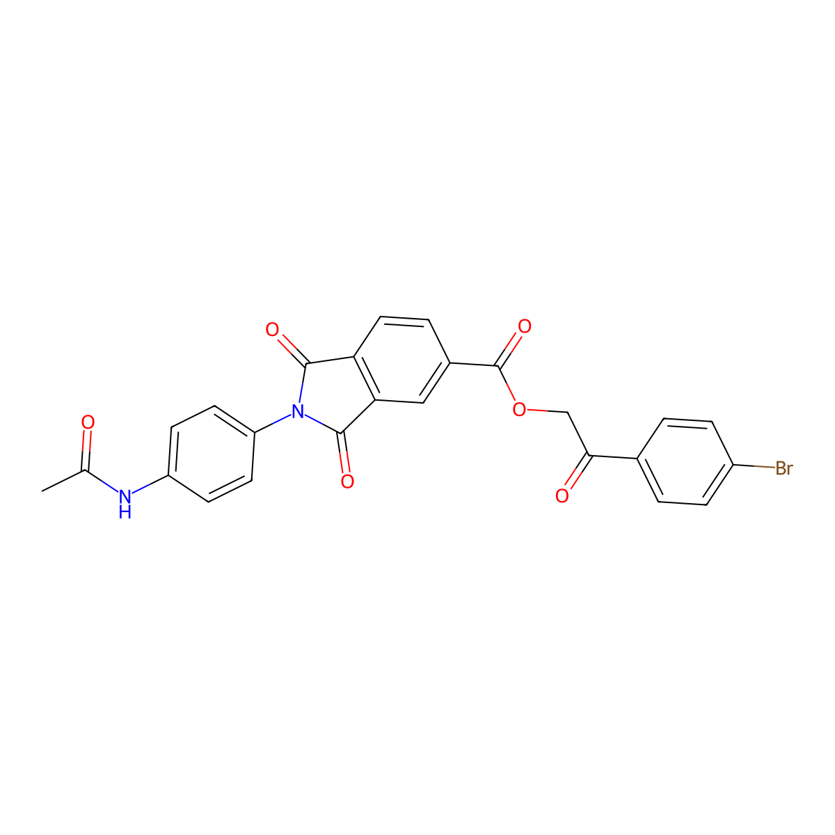 2-(4-bromophenyl)-2-oxoethyl 2-[4-(acetylamino)phenyl]-1,3-dioxo-2,3-dihydro-1H-isoindole-5-carboxylate molecular structure, CAS 331269-82-0