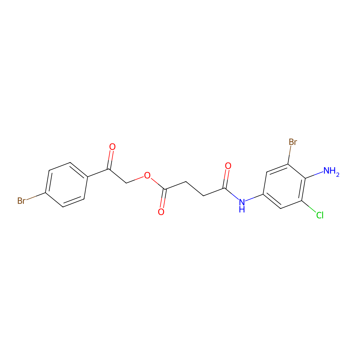 2-(4-Bromophenyl)-2-oxoethyl 4-(4-amino-3-bromo-5-chloroanilino)-4-oxobutanoate molecular structure, CAS 331269-84-2